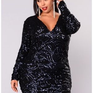 Fashion Nova Star Is Born Sequin Dress - Navy